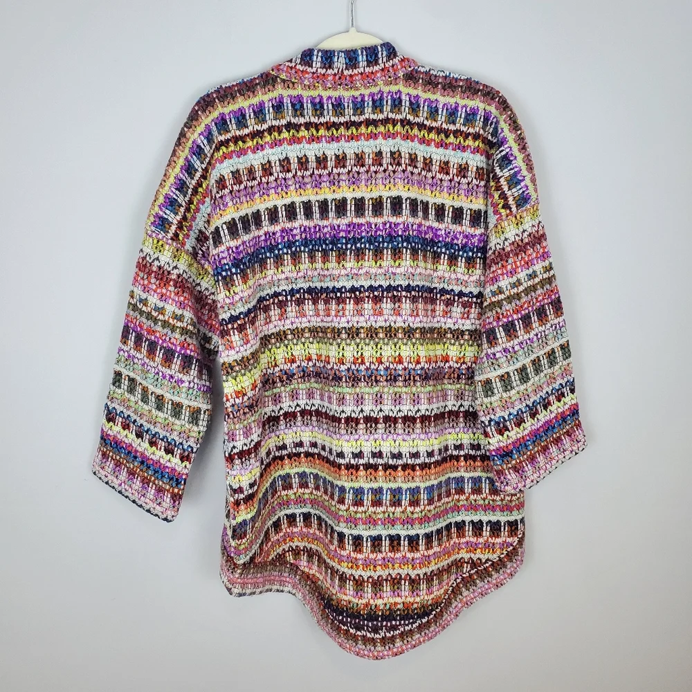 Anthropologie Dra Los Angeles Yoko Kimono Woven Knit Open Front Cardigan Size M